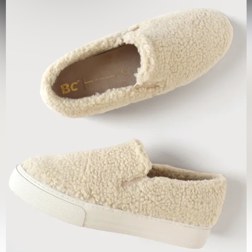 BC Footwear NIB Your Move Faux Shearling Platform Slip-On Sneakers